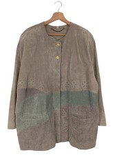 NEW FAST Giacca in pelle Donna Giacca Taglia IT 50 bianco sporco-verde