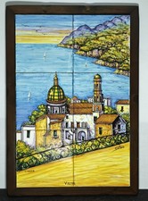 Ceramica Il vasaio, decorato Santoro – 6 mattonelle vietresi in cornice – Vietri