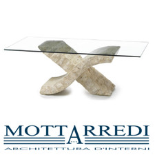 TAVOLINO CON BASE IN PIETRA FOSSILE STONES XENON - Chiama x sconto