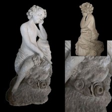 ANTICA STATUA PUTTO IN PIETRA SCOLPITA VERA SCULTURA ANCIENT STONE SCULPTURE