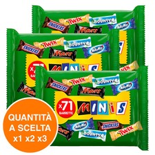 Minis Mixed Snack Mars Bounty Twix Snickers MilkyWay Mini Barrette al Cioccolato