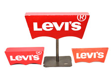 Insegna Vintage Vecchia Legno Targa Pubblicitaria Tabella Levis Insegne Levi's