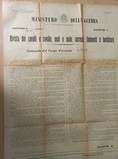GROSSO MANIFESTO MINISTERO DELLA GUERRA MULI E CAVALLI NAPOLI