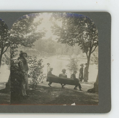 Group people bench lake - group,