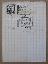 Massimo CAMPIGLI Disegno a pennarello Studi di dipinti cm 17x12 ARCHIVIATO 1967