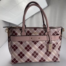 MKF by Mia K Collection Pink Plaid Shoulder Bag Purse Great Cond. Vegan Leather