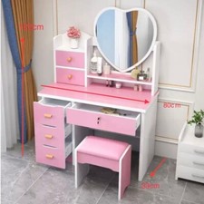 Toeletta Specchio a cuore  Sgabello Postazione Trucco Camera Cameretta