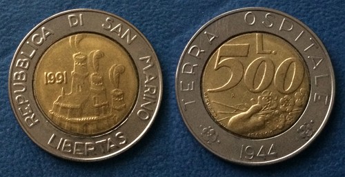 500 lire bimetalliche san - 500,