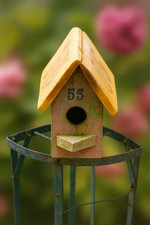 Casetta per uccellini in legno rustica vintage n. 55 decorazioni da giardino fatte a mano Italia anni 60