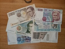 10000 5000 2000 1000 500 LIRE  VOLTA  BELLINI MARCONI POLO Mercurio Montes LOTTO