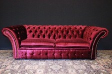 Divano chesterfield chester 4 posti club velluto fucsia/viola originale inglese