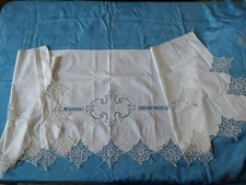 Piega da letto, lino, punto a intaglio e ago, 245x75, monogramma BP, fine 19°sec