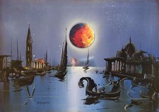 Dipinto olio moderno originale Vincenzo Di Giorgio Notturno a Venezia firmato