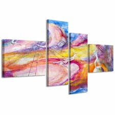 Quadro Moderno 200 x 100 cm Stampa su Tela Canvas 4 pz XXL Kindergarden