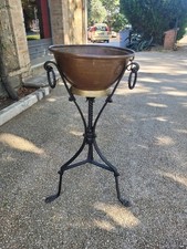 Bracere porta vasi ferro battuto e rame Toscana epoca '900