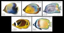 Maldive 2007 - Fish - Set di 5 francobolli definitivi - Scott #2943-7 - MNH