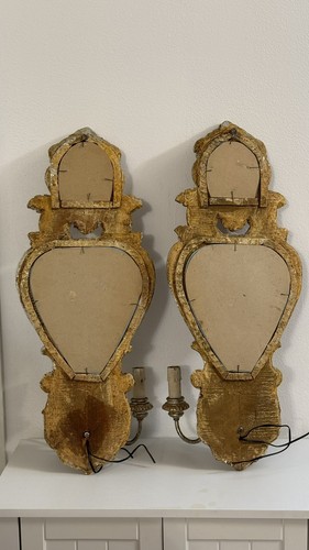 Coppia antichi applique - coppia, legno