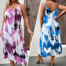 Abito Sottoveste Da Donna Abito Sottoveste Tie-Dye Abito Estivo Da Spiaggia ☆