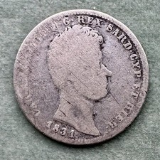 Moneta Argento 1 Lira 1831 Re Carlo Alberto Savoia Silver Coin Regno Di Sardegna