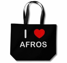 Borsa shopping Afros I Love in cotone (nero, bianco, naturale)