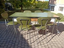 Tavolo verde formica vintage con 6 sedie