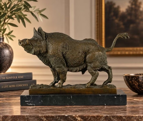 Statua bronzo cinghiale fauna