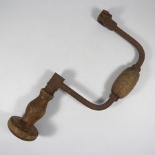 ANTICO TRAPANO A MANOVELLA MANO GIRABACCHINO CHIGNOLE LEGNO E FERRO VINTAGE W050