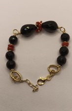 BRACCIALE ONICE NERA E CORALLO