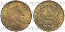 FRANCIA - NAPOLEONE III - 5 FRANCHI  NO ORO 1865 -  COPIA