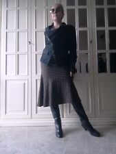 Gonna vintage 100% lana bouclé a righe Made in Italy taglio svasato midi M L