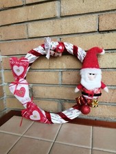 Ghirlanda Corona natalizia fuori porta rossa e bianca babbo natale Fatto A Mano