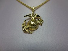 14 Carati Placcato Oro US Marine Corps Emblema Ciondolo & 18 " Collana Set, 2747