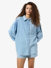 Noisy May Nimka Tri L/S camicia oversize Str blu chiaro denim taglia:48 nuova con etichette