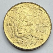 1980 R Italy 200 Lire Coin -