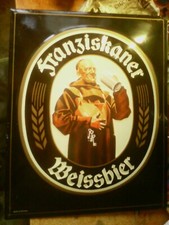 BELA INSEGNA VINTAGE ' A RILIEVO ' : ' FRANZISKANER WEISSBIER ' + 4 BICCHIERI !!