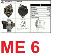 ALTERNATORE 12V 65A MG ZR 105 120 160 ROVER 100 200 25 400 COUPE' STREETWISE EDR