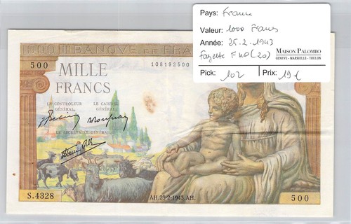 Banconota francia 1000 - francia,