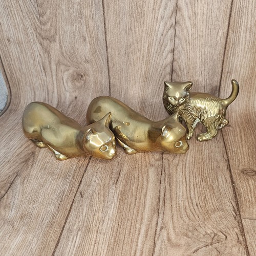 Vintage brass cat figurines - cat,