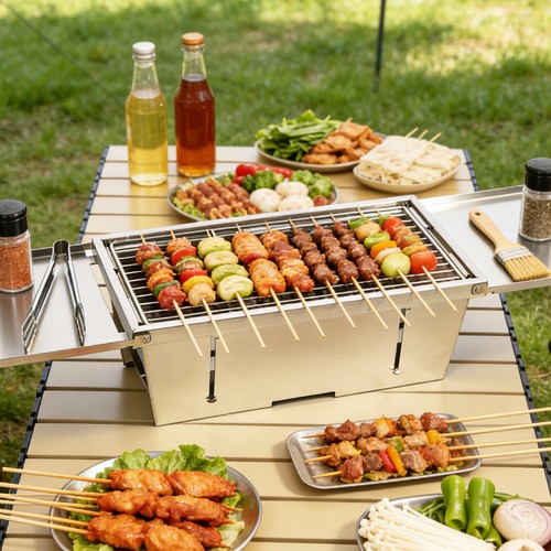 Barbecue carbone acciaio - a,