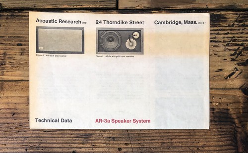 Acoustic research 3a - research, ar-3a