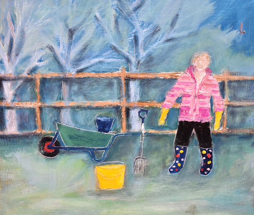 Gordon couch acrylic painting - gordon,