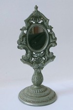 SPECCHIO ANTICO da Tavolo BASCULANTE METALLO Argentato MASSICCIO Vintage