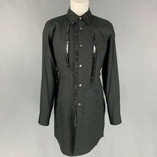 COMME des GARCONS Taglia M Cotone Nera Increspatura Lungo Camicetta