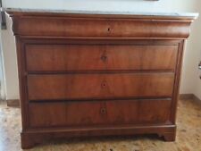 Cassettone Luigi Filippo - cappuccino in noce - metà '800  con ripiano in marmo,