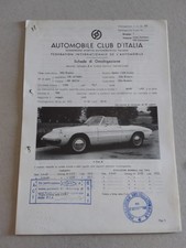 ALFA ROMEO SPIDER 1300 JUNIOR CERTIFICATO OMOLOGAZIONE 1968