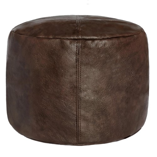 Unstuffed faux leather pouf - unstuffed,