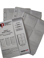 10 PAGINE FOGLI INSERTI PORTA MONETE 6 TASCHINE PER  ALBUM MEDIO A 2 E 4 ANELLI