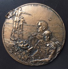 RIVA UGO : rara medaglia moderna 2004 in bronzo ,modulo grande, firmata ,70 mm