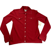 Camicia western donna Caryn Vallone taglia L rossa maglia bottoni colletto nuova con etichetta $182