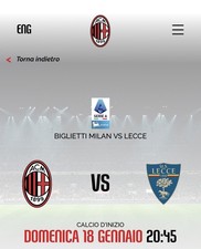 2 BIGLIETTI MILAN LECCE CON